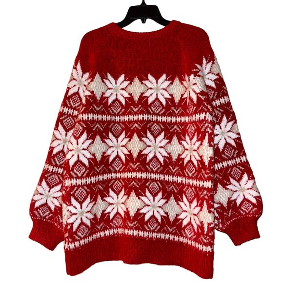 Christmas Sweater Fair Isle Chunky Snowflake - Picture 6 of 11